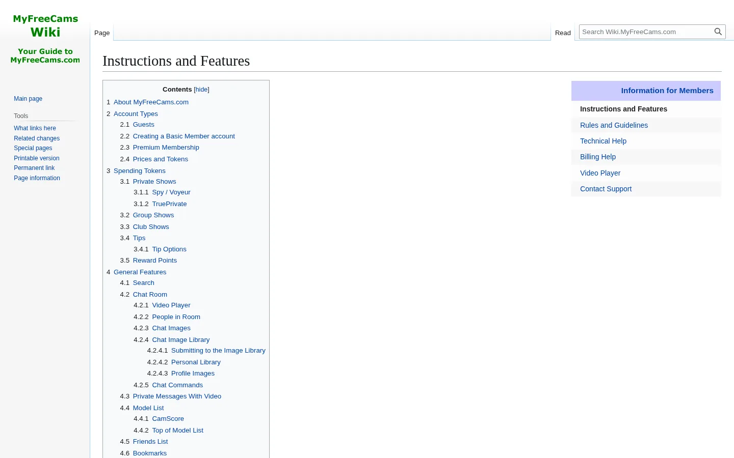 MyFreeCams wiki instructions and features documentation