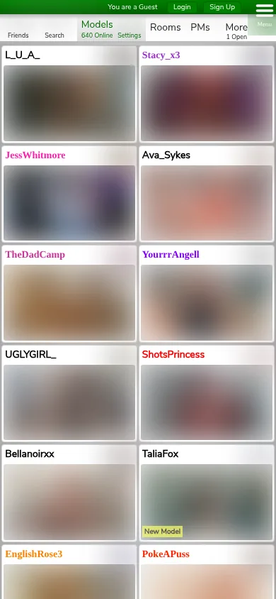 MyFreeCams mobile model grid on a phone
